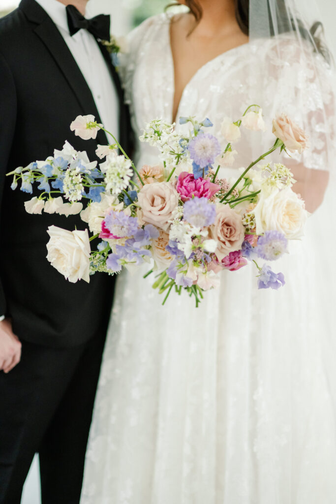 a colorful spring bridal bouquet
